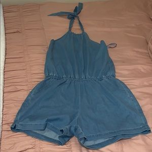New York & Company Blue Jean Romper